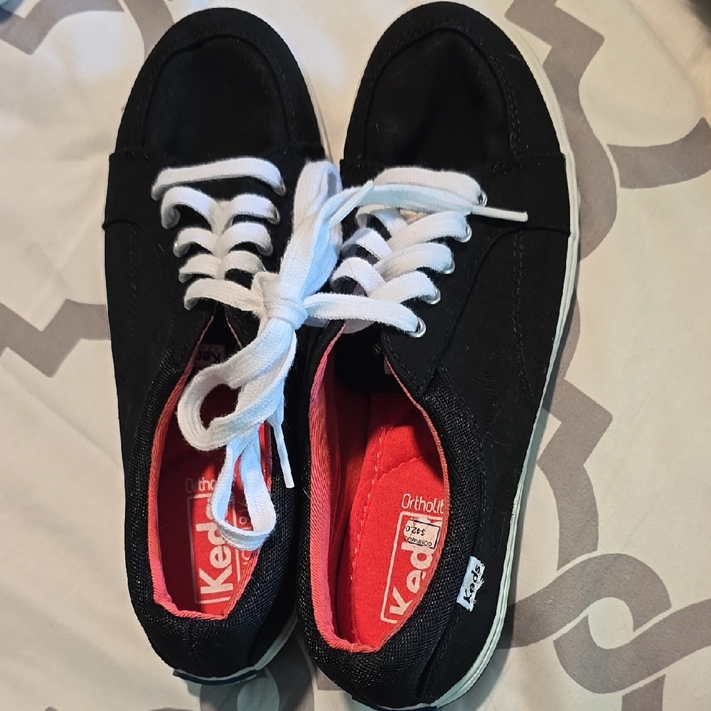 Keds Black Canvas Sneakers with White Laces